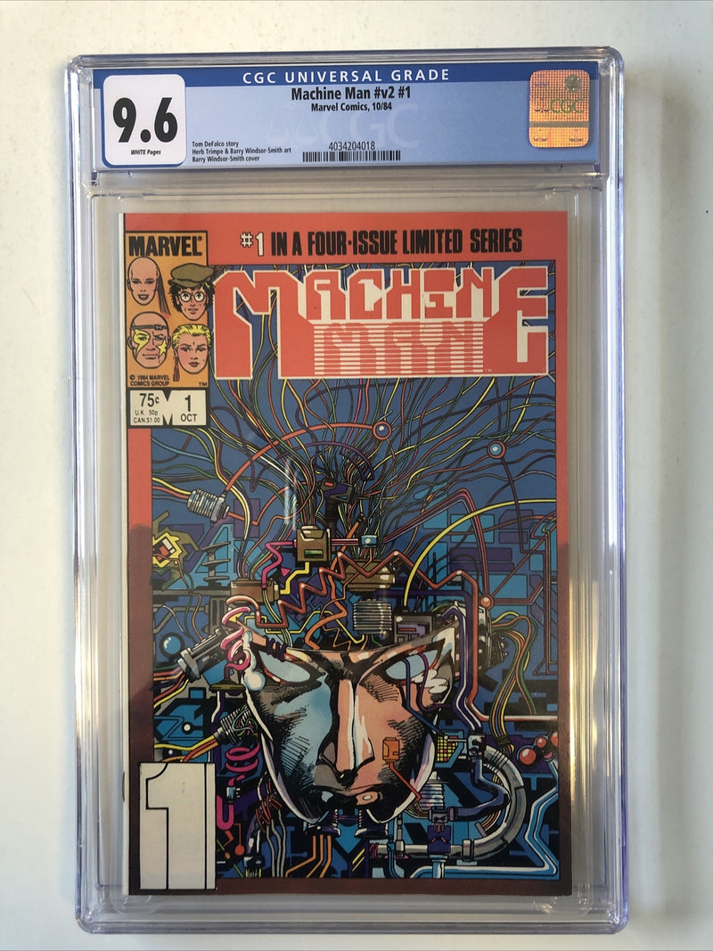 Machine Man (1984)#v2 #1 (CGC 9.6 WP) Tom DeFalco | Barry Windsor-smith Cover