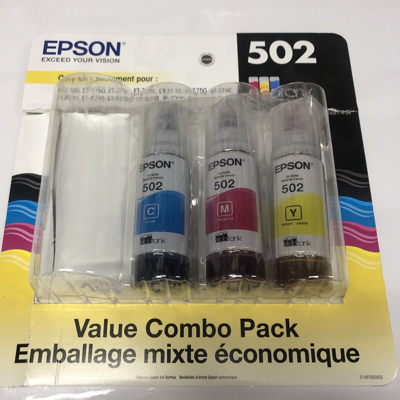 Epson 502 Black • Cyan • Magenta • Yellow Ink Bottle • Without Black Ink