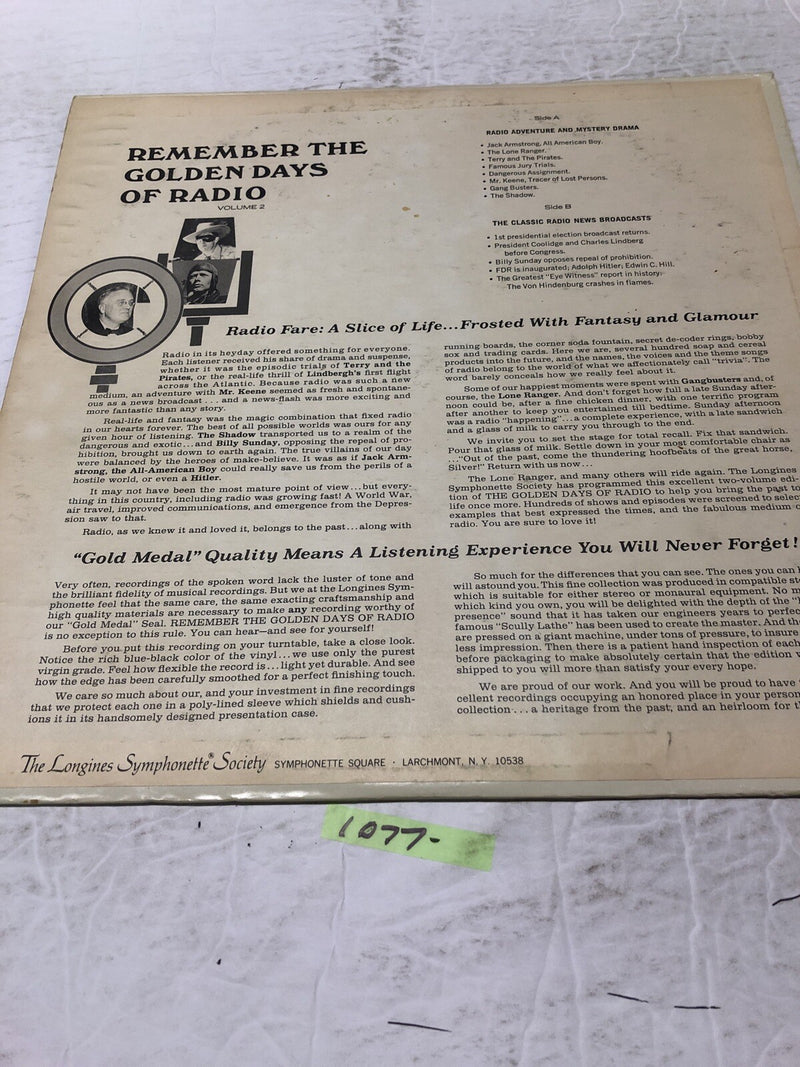 Remember The Golden Days Of Radio Volume 2 By Jack Benny Vinyl  LP Album