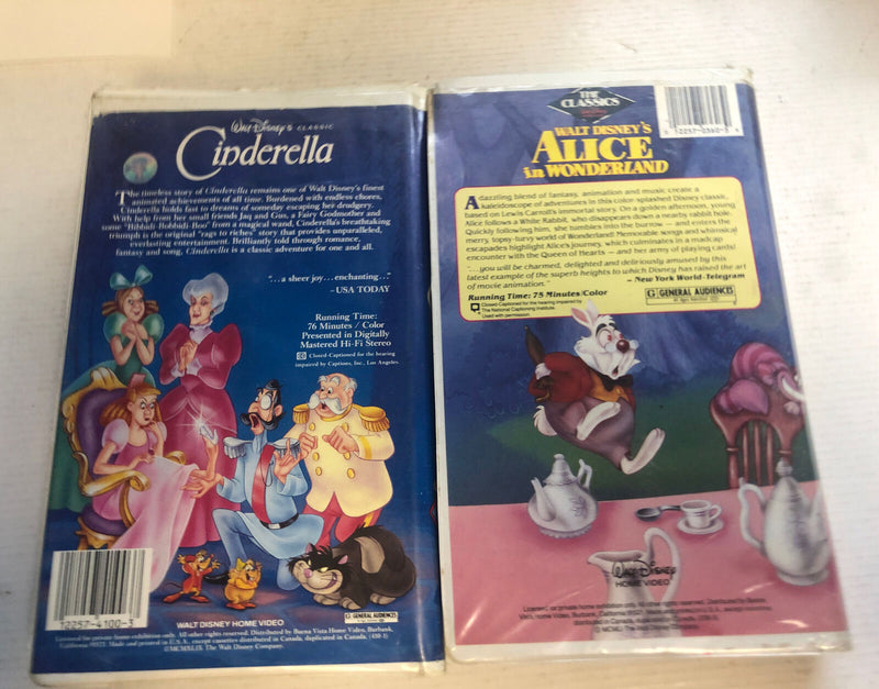 Cinderella ,Alice In Wonderland VHS Bundle