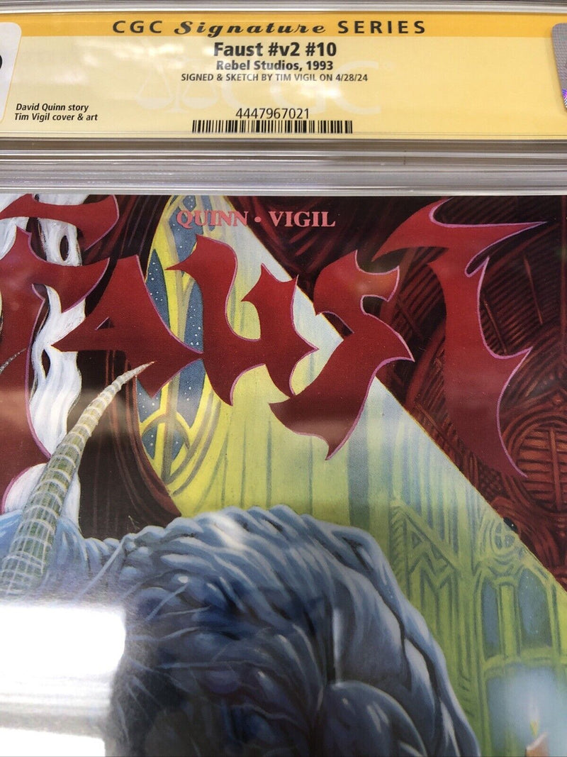 Faust  (1993) # v2 #10 ( CGC 9.8 SS) Signed & Sketch Tim Vigil Rebel Census= 3