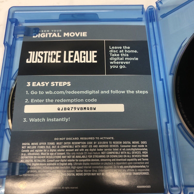 Justice League (2017) Blu-ray + DVD + Digital • DC Universe • Batman • Superman
