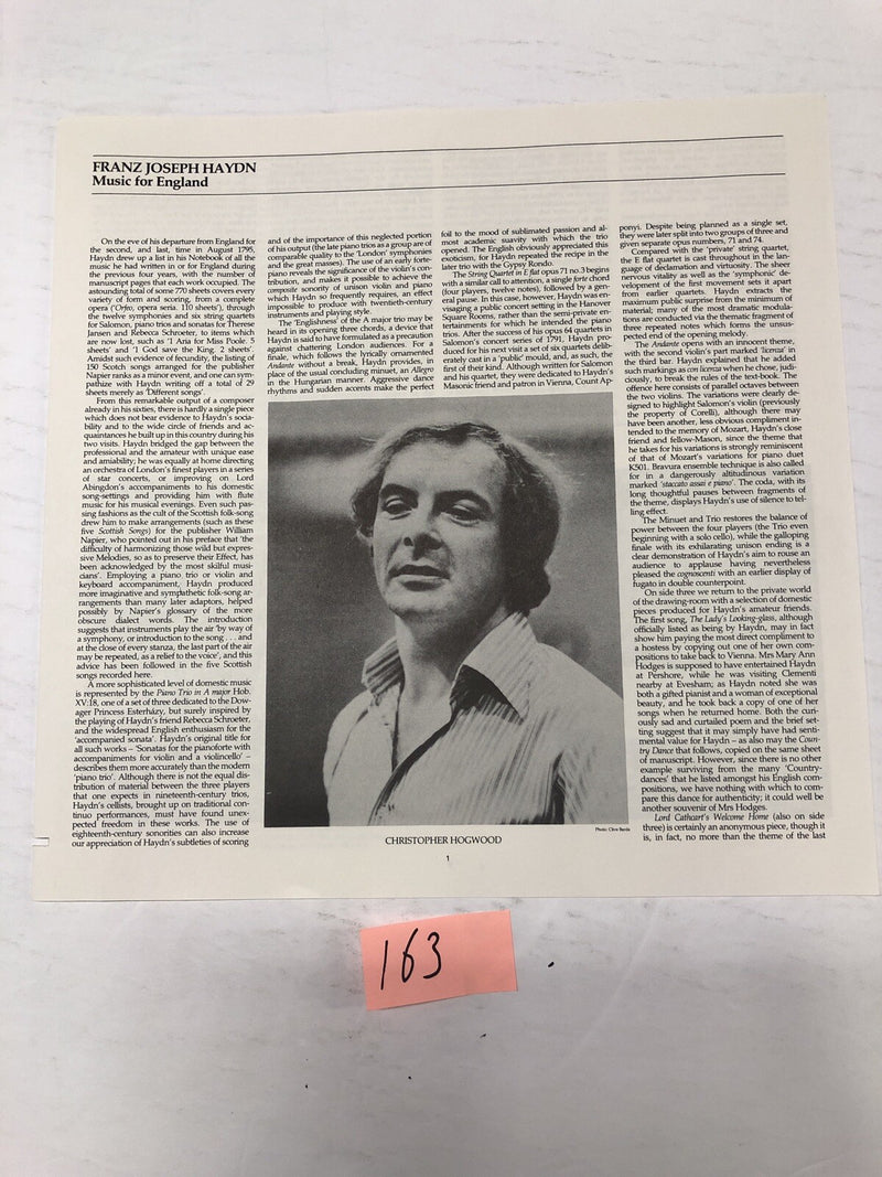 Franz Joseph Haydn Music For England Vinyl LP Album Box Set