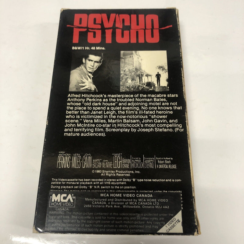 Psycho (1986) VHS Alfred Hitchcock • Anthony Perkins • MCA Home Video