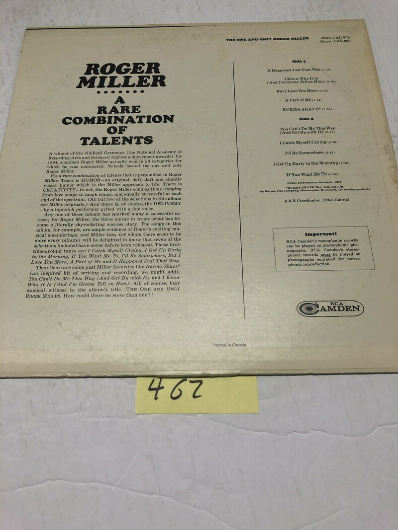 Roger Miller The One And Only Vinyl LP Album
