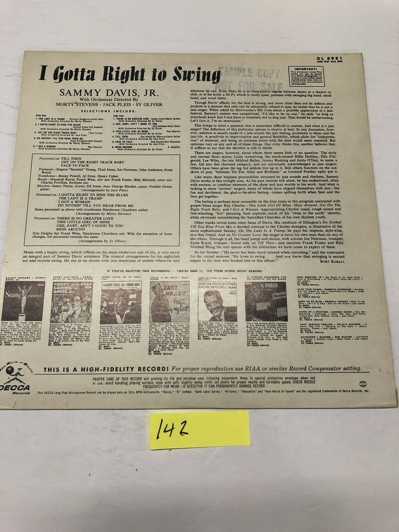 Sammy Davis Jr. I Gotta Right To Swing Vinyl LP Album