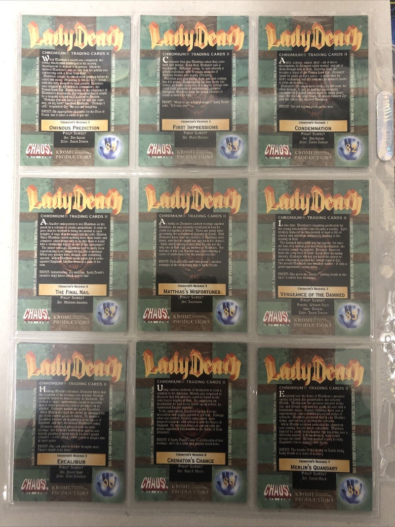 Lady Death Chromium Trading Cards II 2 (1995) Complete Set 1-100 +6 Chase Cards