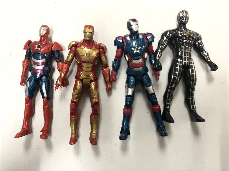 Iron Man + Spider-Man Light Up Chest Action Figures  Lot Of 4