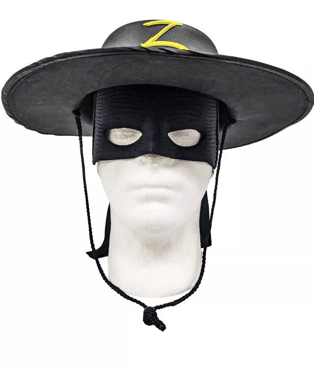 Zorro Hat and Eye Mask Set Dueling Blade Fencing Prop Accessory Halloween