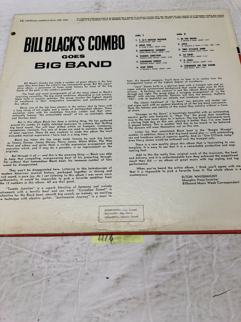 Bill Black’s Combo Goes Big Band Vinyl  LP Album