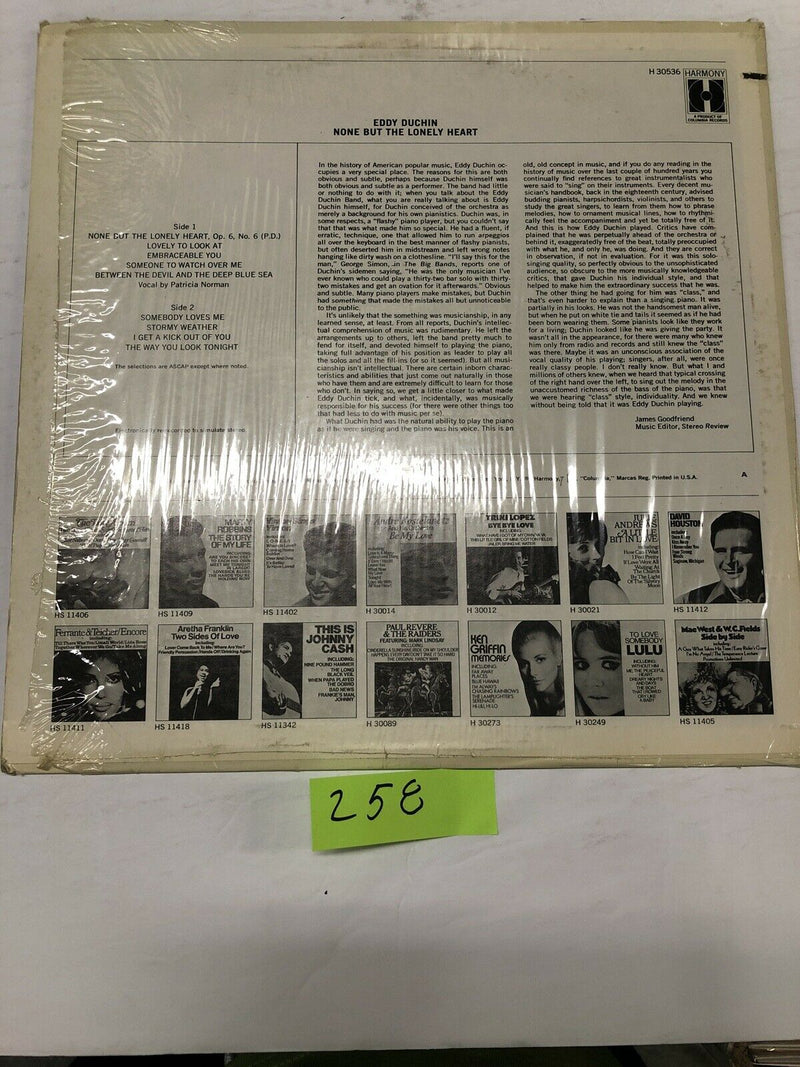Eddy Duchin None But The Lonely Heart Vinyl LP Album