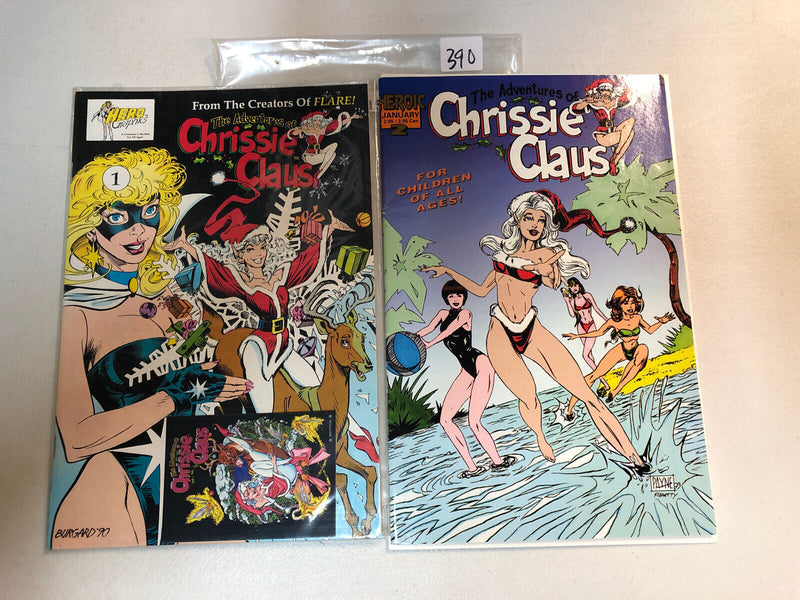 Adventures Of Chrissie Claus (1990) 1 & 2 (FN/VF) Complete Set + Trading card