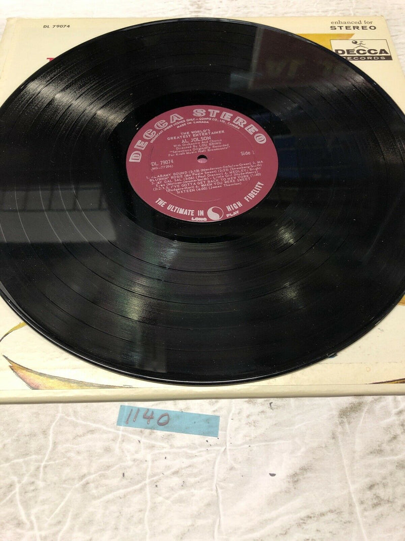 Al Jolson  The Worlds Greatest Entertainer Vinyl  LP Album