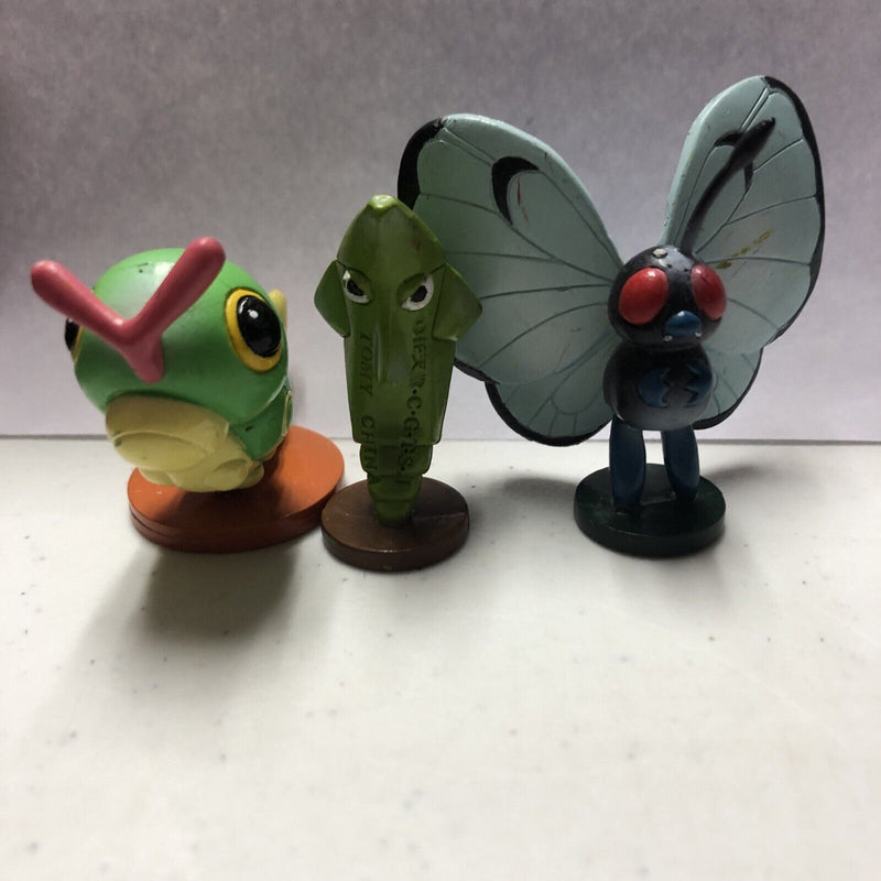 Caterpie, Metapod & Butterfree (broken) TOMY Pokemon Figures CGTSJ 1999 Nintendo