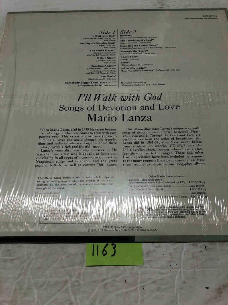 Mario Lanza I’ll Walk With God Vinyl LP Album