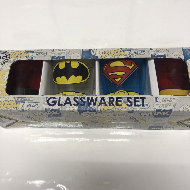 Justice League Glassware • Shot Glasses • DC Comics • Set Of Four