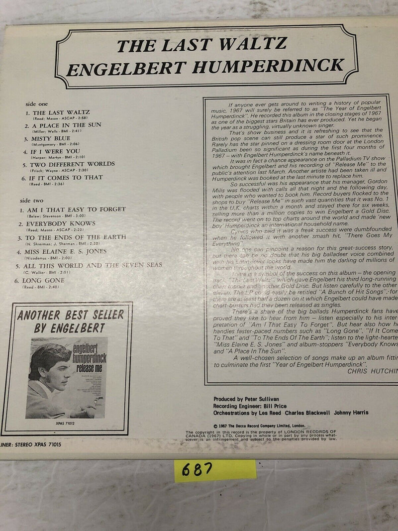 Engelbert Humperdinck  The Last Waltz    Vinyl  LP Album