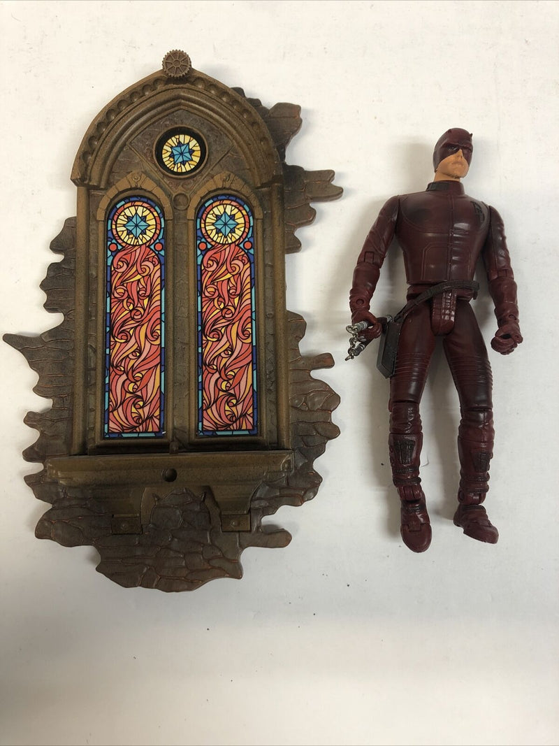 2002 Marvel Legends Wall Display Stained Window Daredevil Complete Mint
