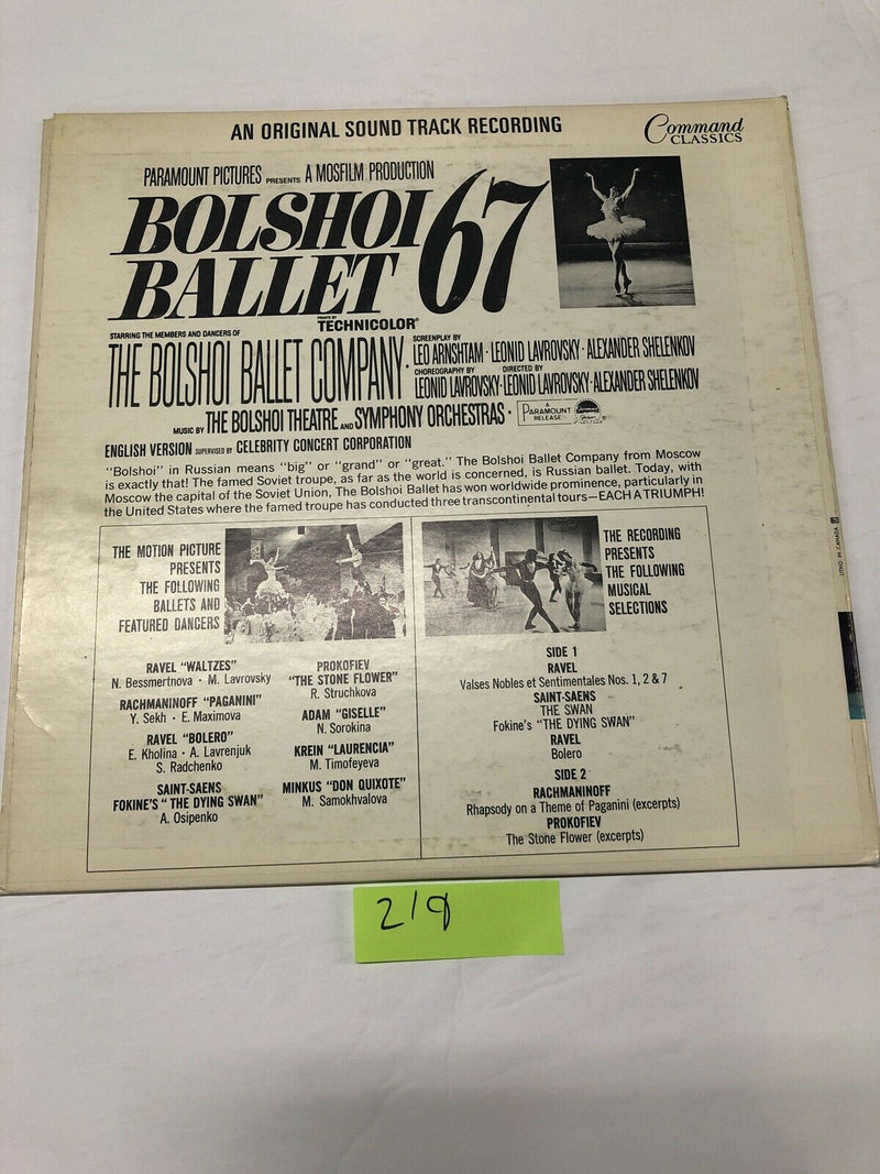 Bolshoi  Ballet 67 Soundtrack Vinyl LP Album