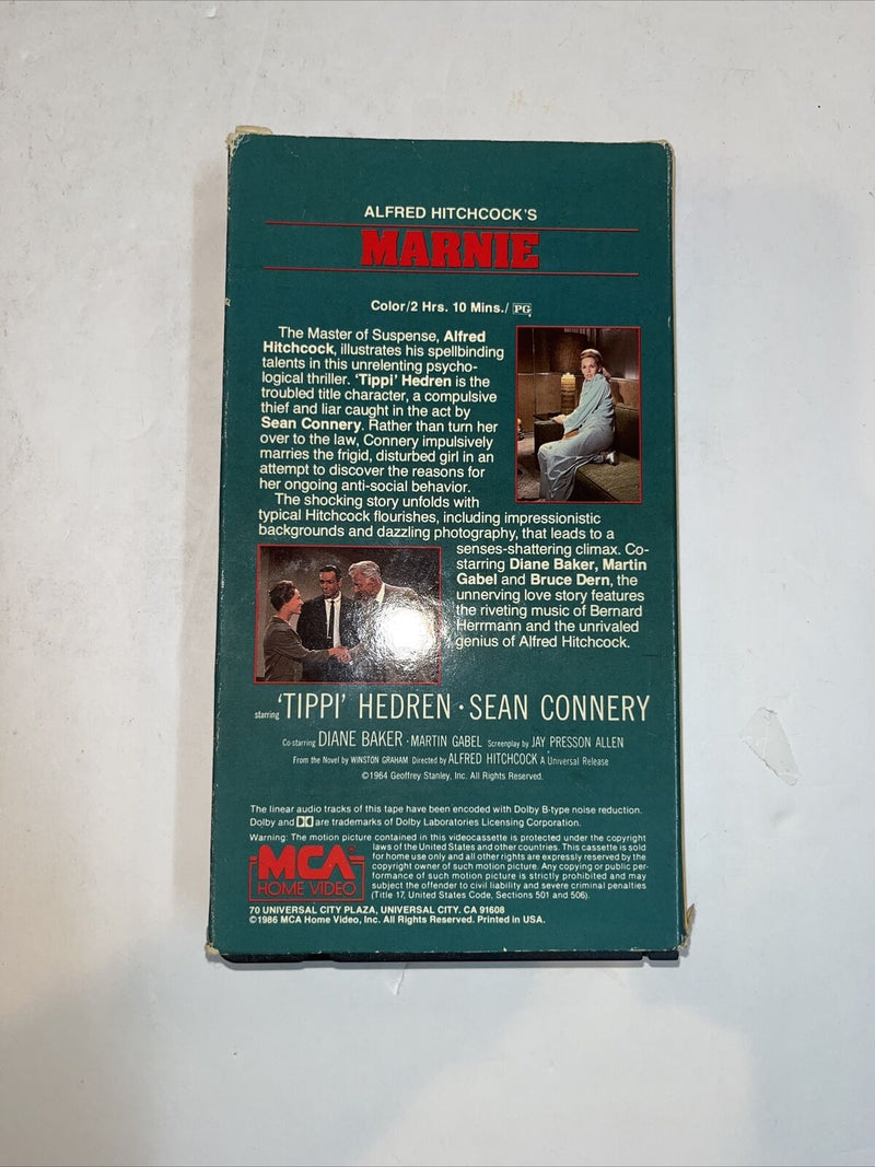 Marnie (VHS 1986) Alfred Hitchcock • Sean Connery • Tippi Hedren