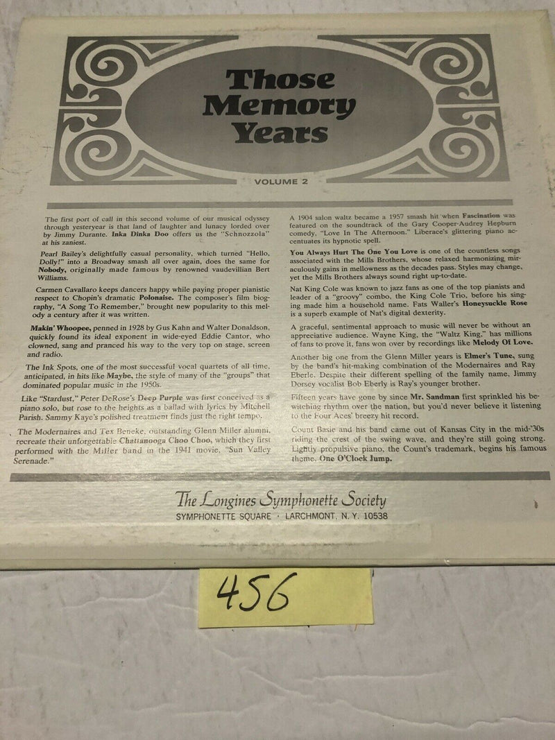 Those Memory Years Volume 2 Vinyl LP Album