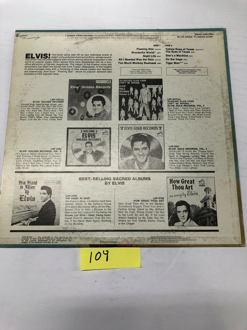 Elvis Sings Flaming Star Vinyl LP Album