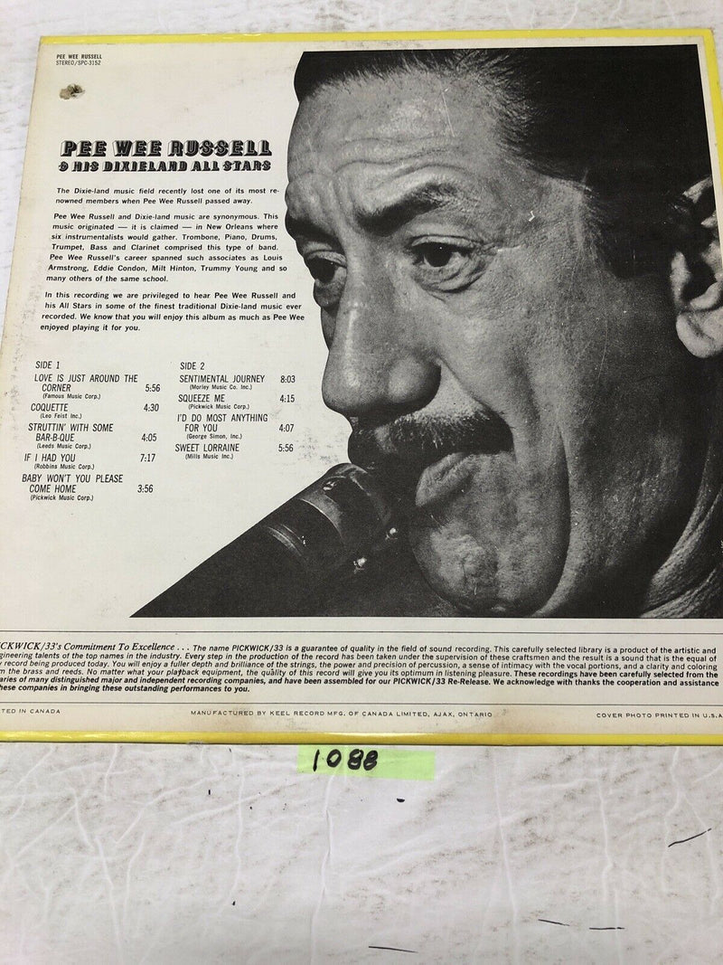 Pee Wee Russell And His Dixieland All Stars Vinyl  LP Album