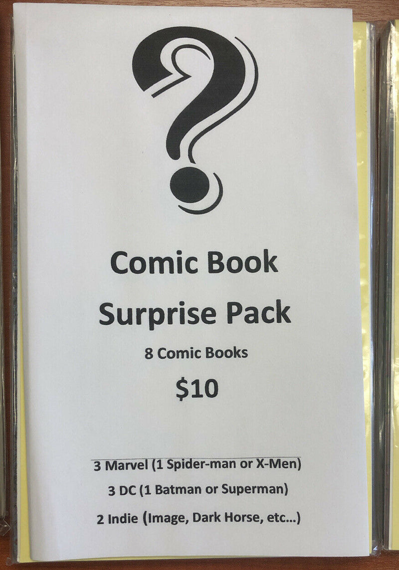 Comic Book Suprise Pack 8 Pack | 3 Marvel ( 1 Spider Or X-men) | 3 DC| 2 Indy |