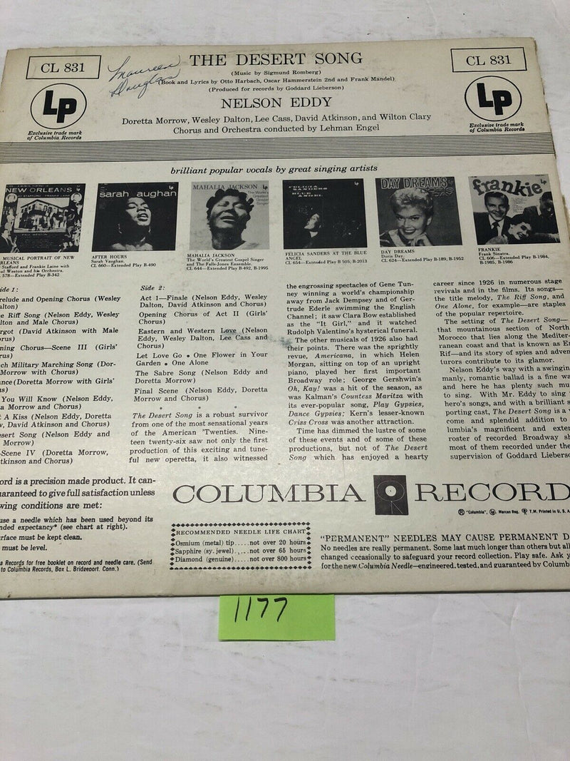 Nelson Eddy In Romberg’s The Desert Song Vinyl LP Album