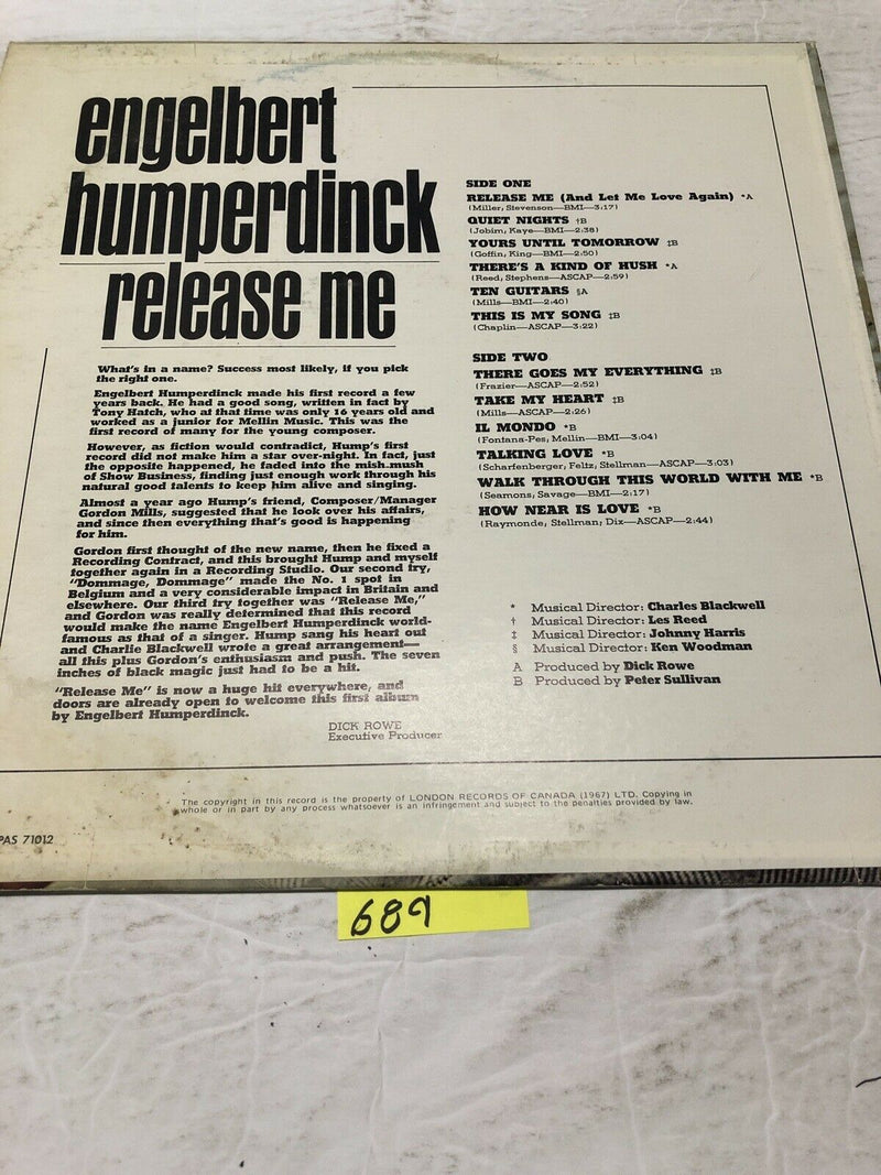 Engelbert Humperdinck Release Me  Vinyl  LP Album