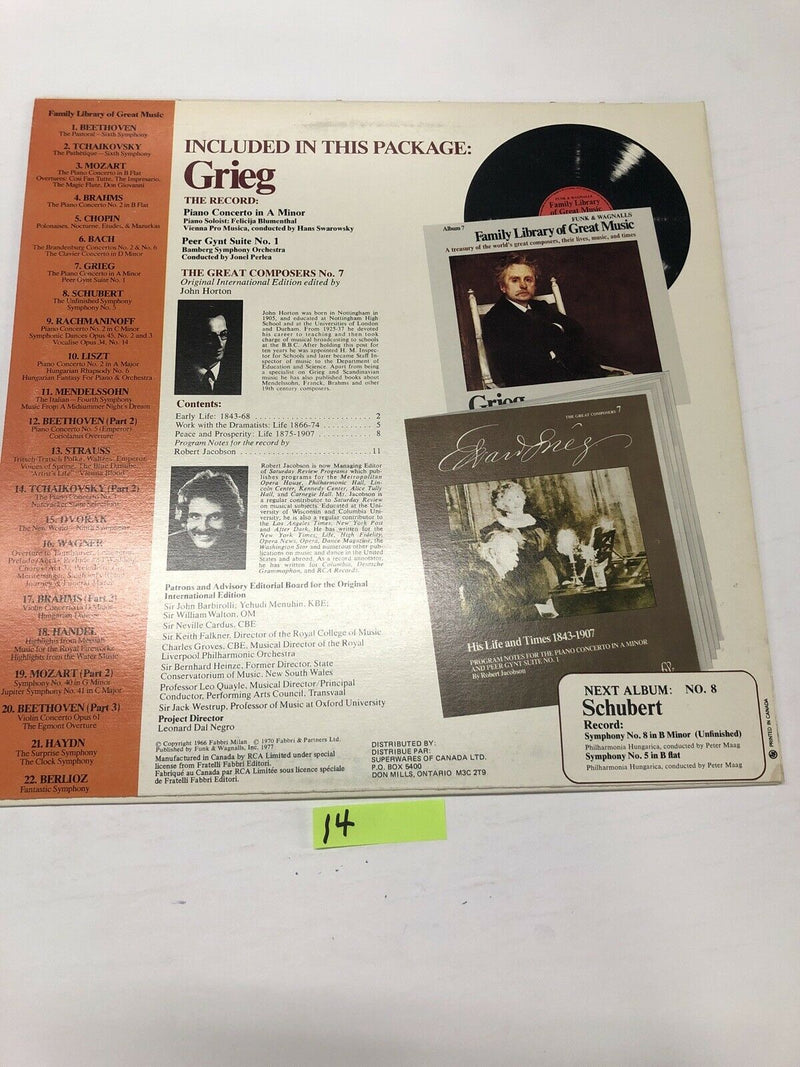 Grieg Piano Concerto In A Minor Vinyl LP Album