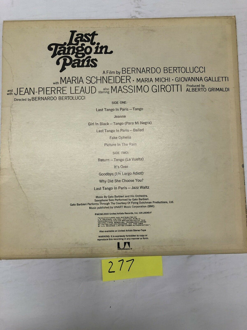 Last Tango In Paris  Original Soundtrack  Vinyl  LP Album
