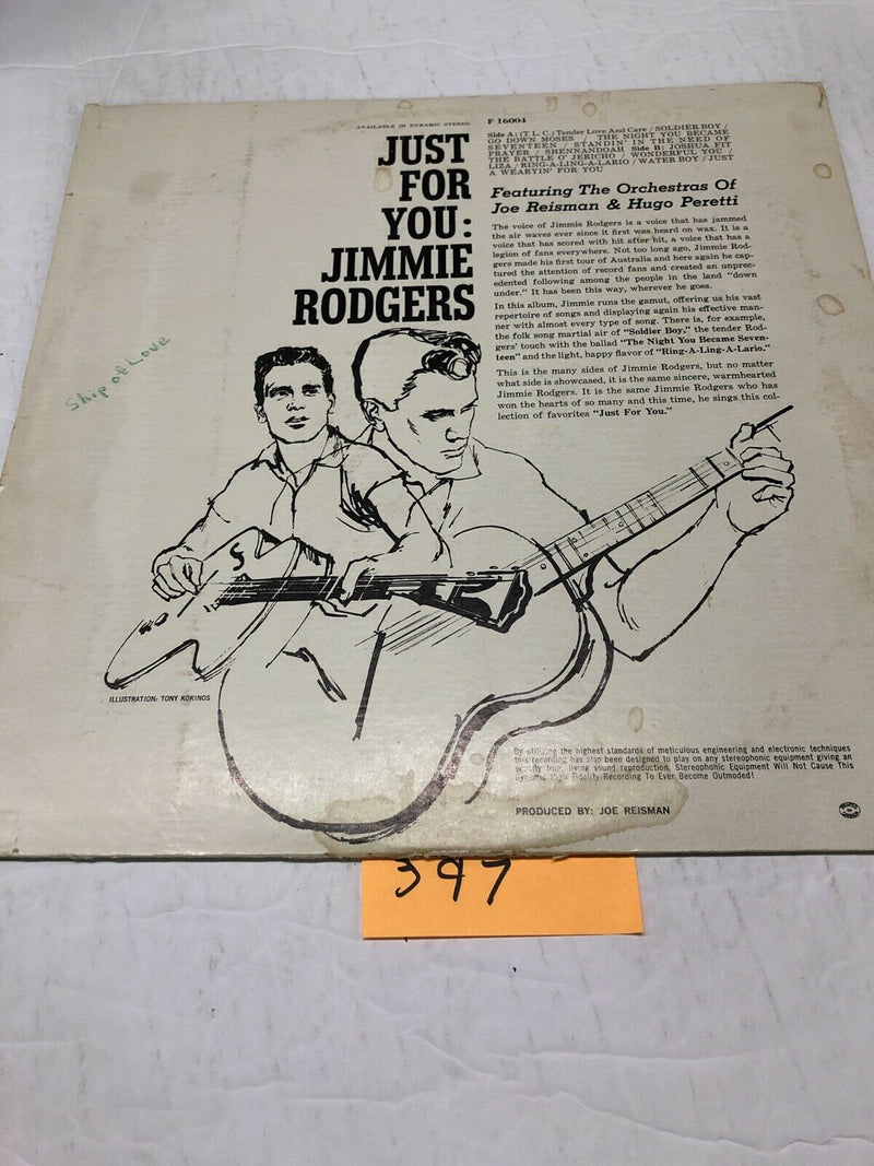 Jimmie Rodgers Just For You Vinyl  LP Album