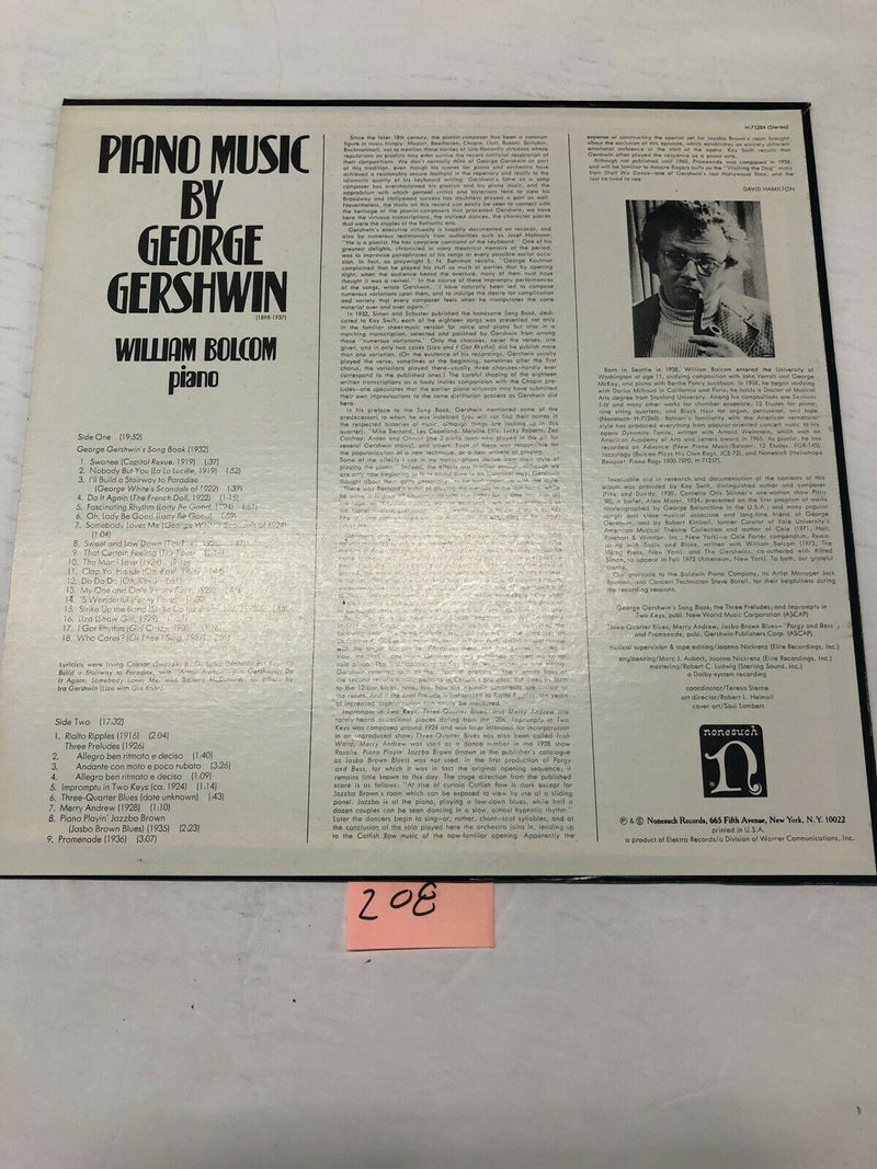 George Gershwin Piano Music By.William Bolton Vinyl LP Album