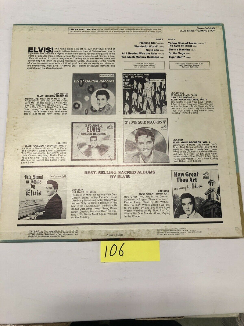 Elvis Presley Sings Flaming Star Vinyl LP Album