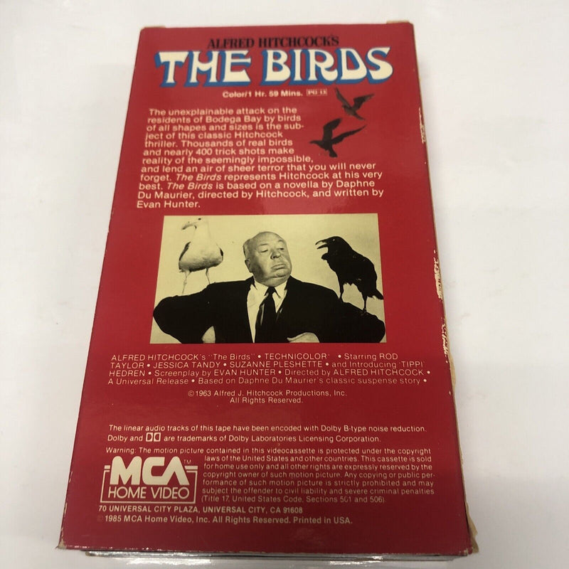 The Birds (1963) VHS • Alfred Hitchcock's •MCA Home Video • Universal City Plaza