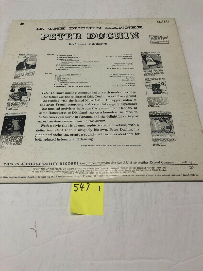 Peter Duchin In The Duchin Manner Vinyl LP Album