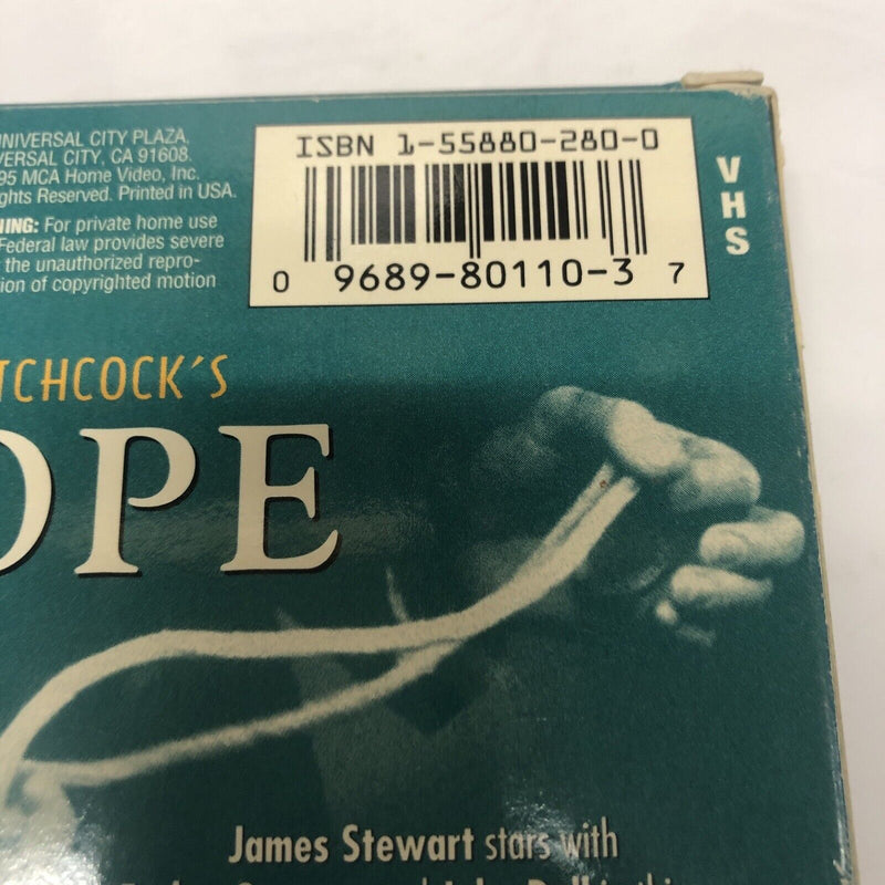 Rope (1995) VHS • Alfref Hitchcock’s Collection • James Stewart ¥ MCA Universal