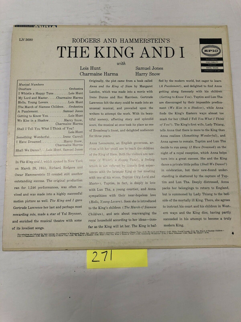 The King And I With Soloists And Orchestra Vinyl  LP Album