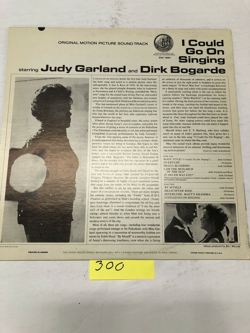 Judy Garland I Could Go On Singing Motion Picture Soundtrack Vinyl  LP Album