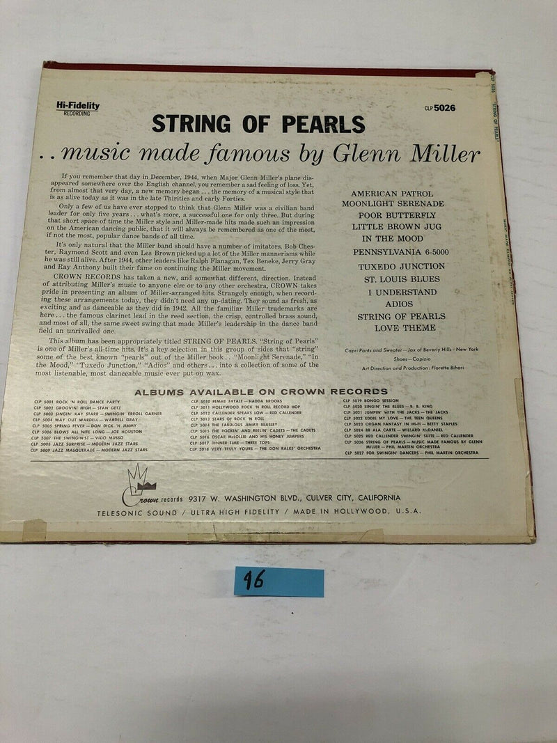 String Of Pearls Music Made Famous By Glen Miller Vinyl LP Album