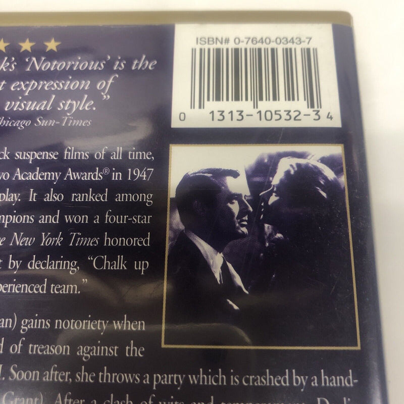 Notorious (1998) VHS • Cary Grand • Ingrid Bergman • Anchor Bay•Alfred Hitchcock