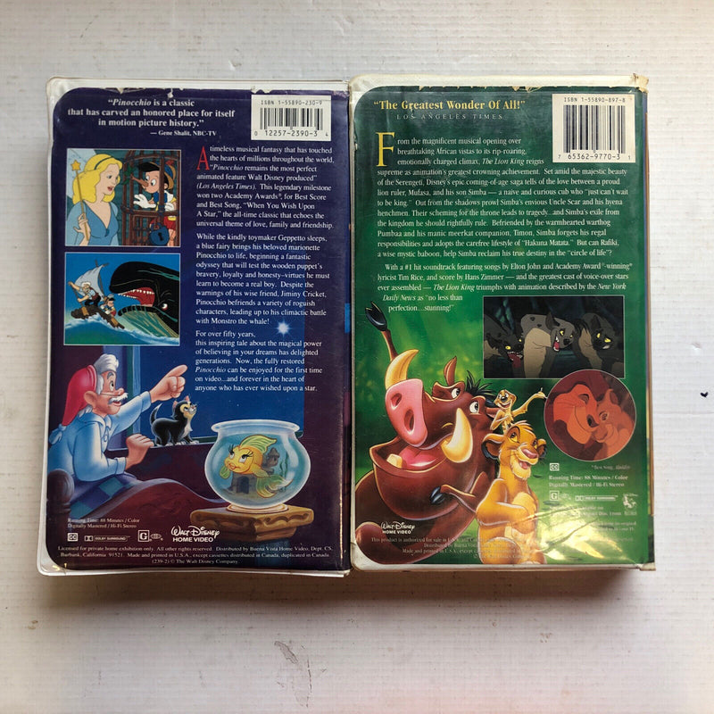 Pinocchio Walt Disney's Masterpiece VHS