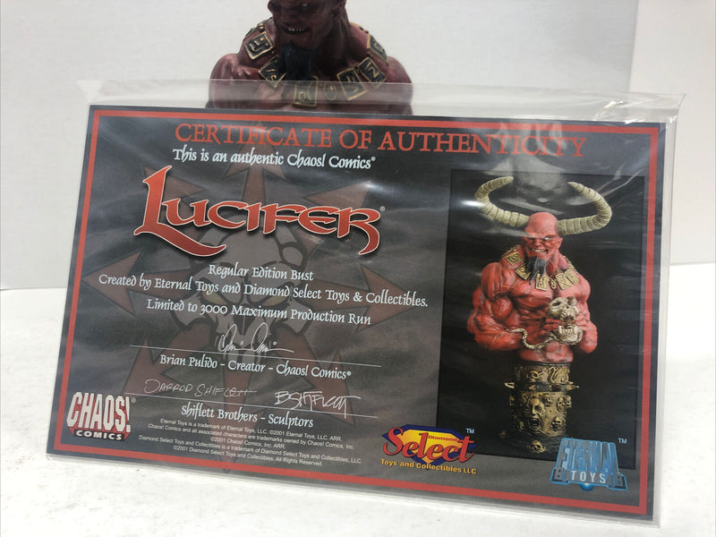Lucifer Bust (2001) Size: 7" Statue | Brian Pulido|Chaos Comics| Eternal Toy-COA