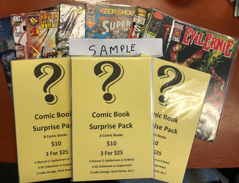 3 X Comic Book Suprise Pack | 3 Marvel ( 1 Spider Or X-men) | 3 DC| 2 Indy |