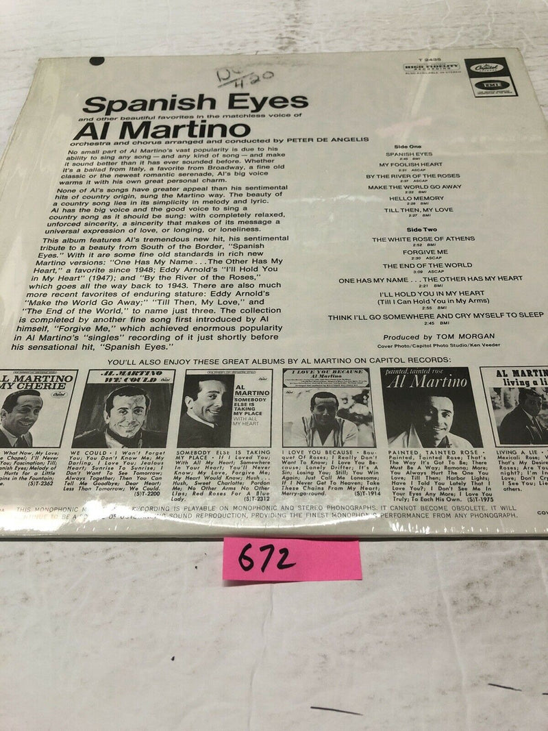 Al Martino  Spanish Eyes. Vinyl   LP Album