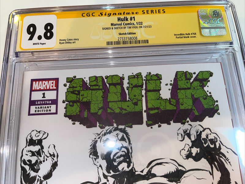Hulk (2022) # 1 (CBCS 9.8 SS WP)  Signed Sketch Tim Vigil • Hulk # 768
