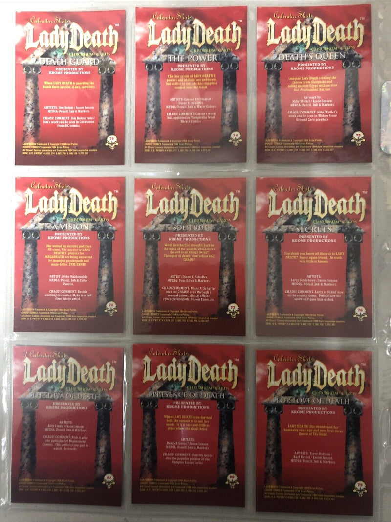 Lady Death Chromium Cards (1994) 1-90Complete Set + Romen Of Chaos 91-99