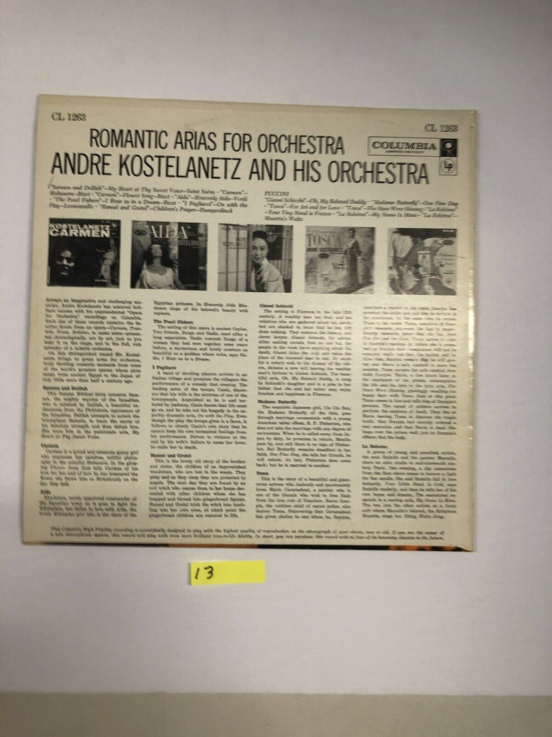 Romantic Arias For Orchestra Vinyl LP Album