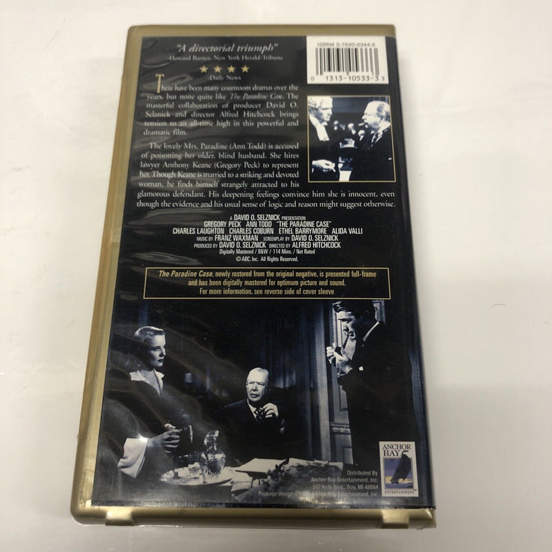 The Paradine Case (1998) VHS • Alfred Hitchcock • Digitally Mastered